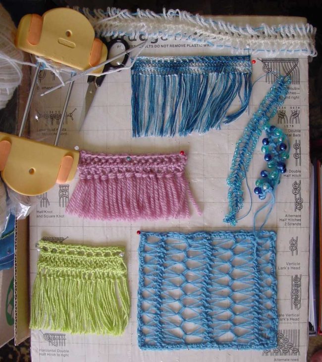 Hairpin lace crochet samples