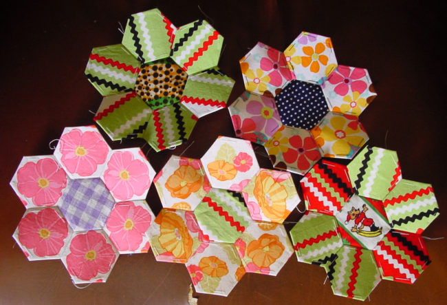 English pieced hexagons