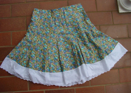 Floral skirt laid out flat