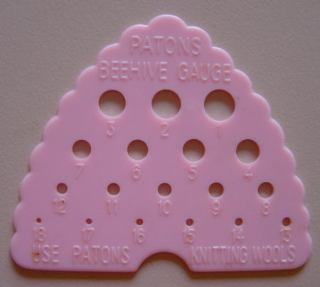 Patons Beehive knitting gauge