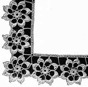 crochet edging with flower motifs