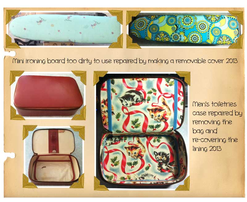 Upcycled sleeve board and toiletries bag