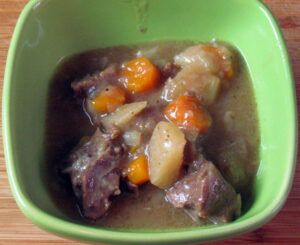 Beef stew with onion, carrot and turnips