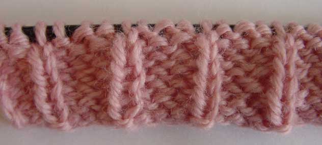 Knit sample of 3x1 rib shown from the back.