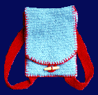 Backpack made in light blue and red