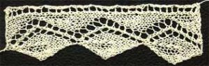 Three repeats of Bessie's leaf lace from Home Work, 1891