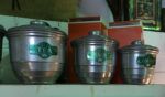 Orange and green vintage kitchen canisters
