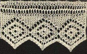 Three repeats of Berna's torchon lace from Home Work, published 1891