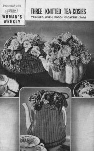 Three floral tea cosies