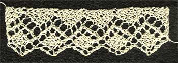 Five repeats of the narrow Elsie lace edging from Home Work, published in 1891