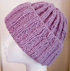 Handspun ribbed hat, spun and knit by Sarah Bradberry