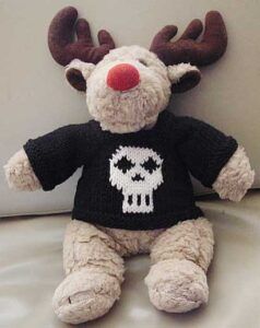 Rudolph the red nose reindeer with a skull jumper/sweater