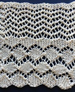 Diamond patterned lace edging with zig zag heading