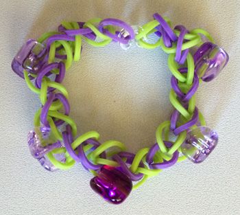 A rainbow loom bracelet with beads