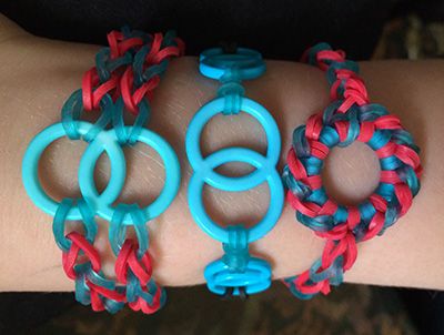 Rainbow loom bracelets with added bits and pieces