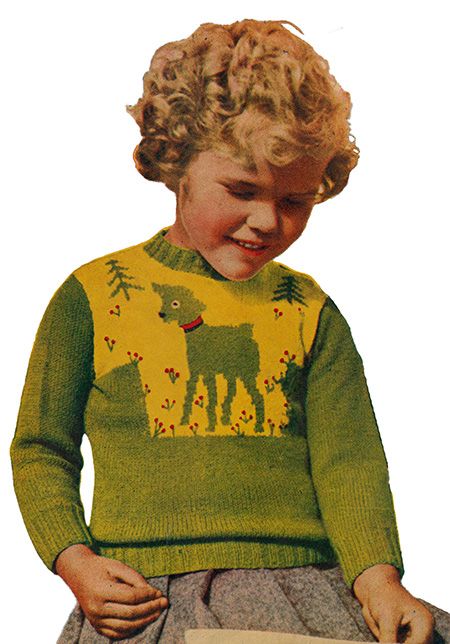 Toddler jumper/sweater with intarsia lamb - free knitting pattern