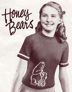 Hiney bears jumper or sweater for girls. Free knitting pattern