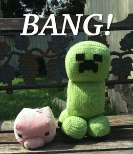 Hand knit Minecraft creeper