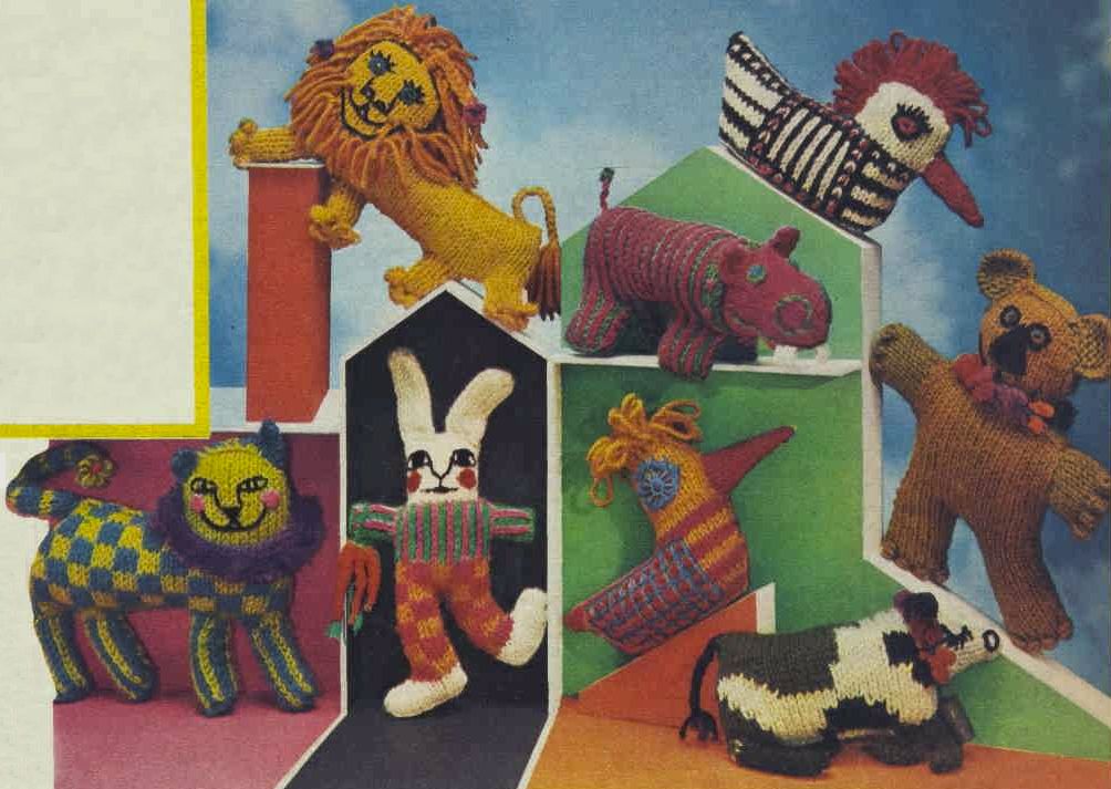 Groovy knitted toys from the October 2nd Australian Women's Weekly, 1968