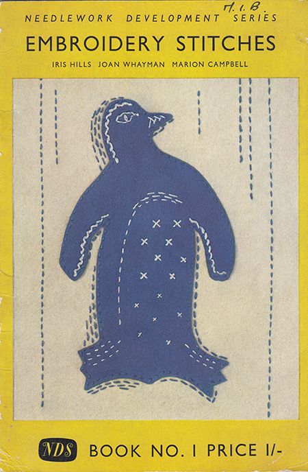 Applique penguin on the cover of Stitches No. 1 by the Needlework Development Scheme