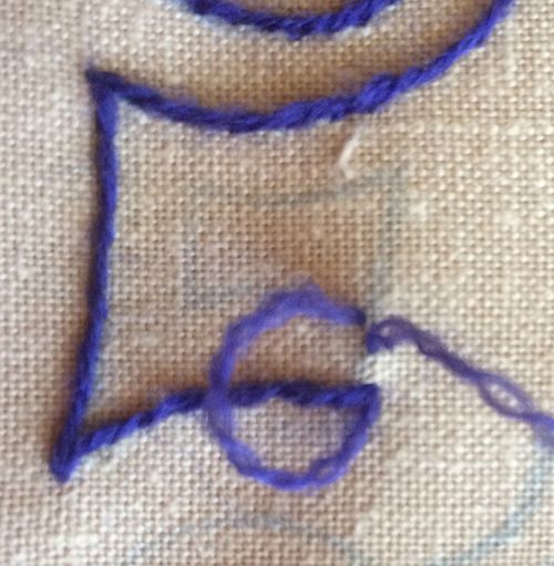 How I Turn Corners in Embroidered Stem Stitch - Part 3