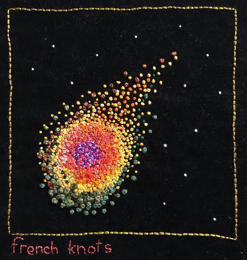 French knot meteor on featherwale corduroy