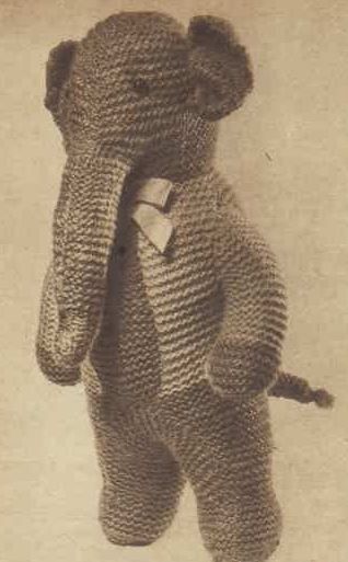 1940's knitted elephant toy with free pattern included