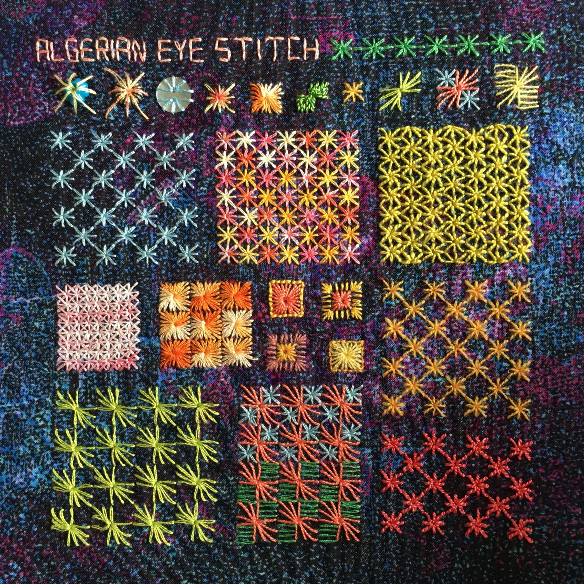 Algerian Eye Stitch Embroidery Sampler for TAST »
