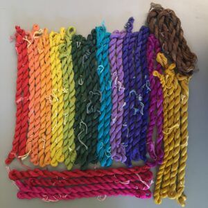 Hand dyed silk crepe thread