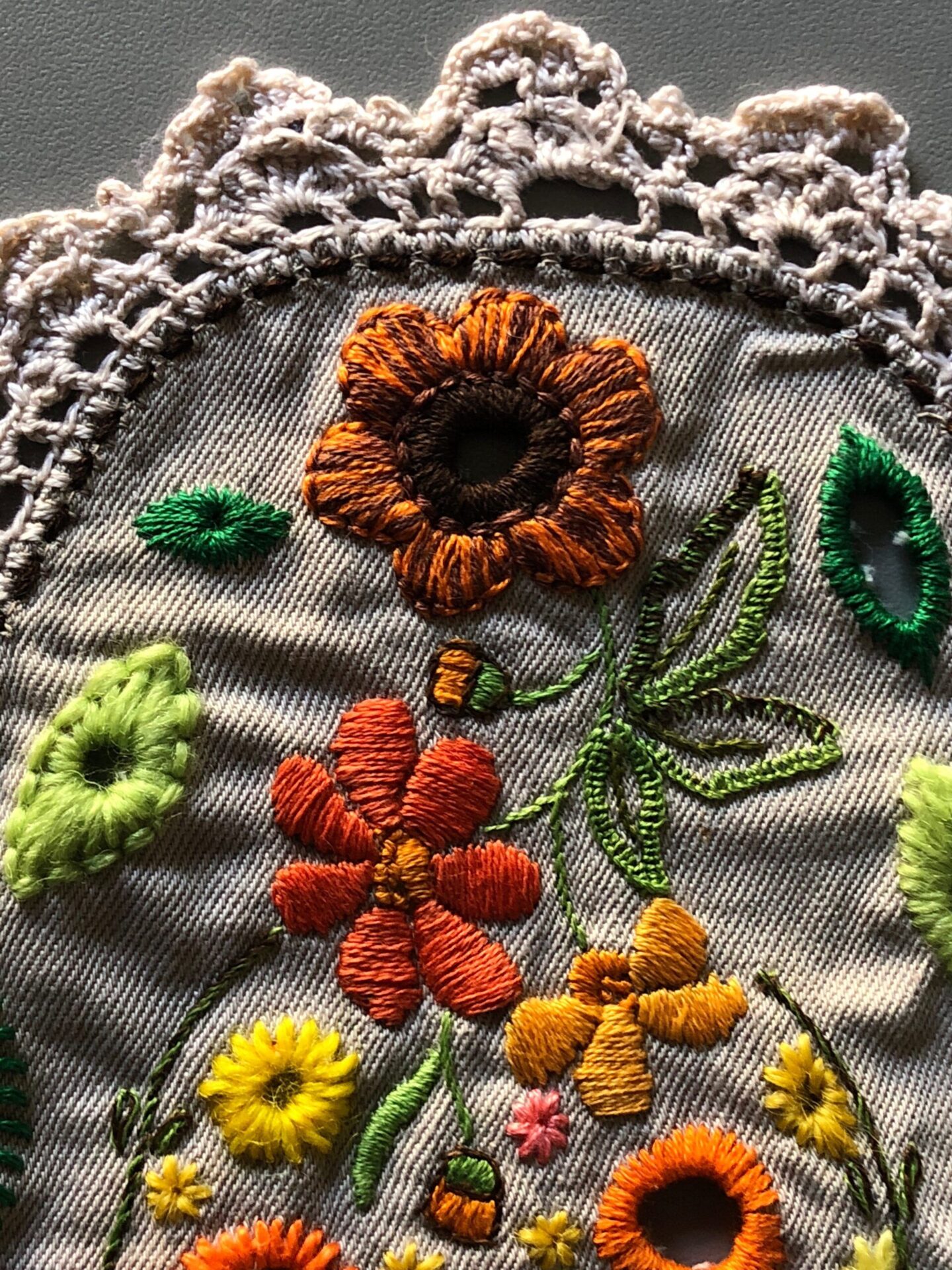 Embroidered samplers on found embroidery  knittingandcom