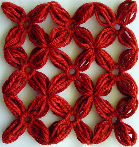 Nine loomed flowers joined using the lattice join