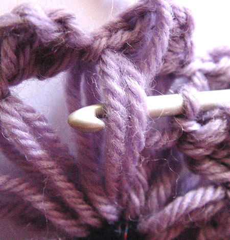 Where to put the hook to begin the inner round of crochet