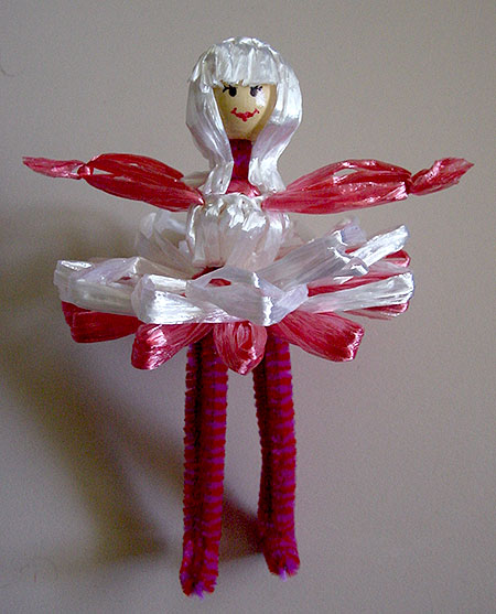 Ballerina doll made on a flower loom