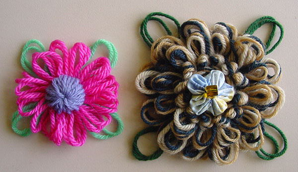 Loomed flowers with large loopy leaves