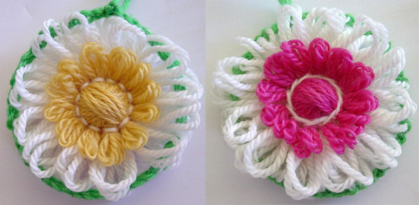 Doubled sided flowers made on the bloom loom flower loom