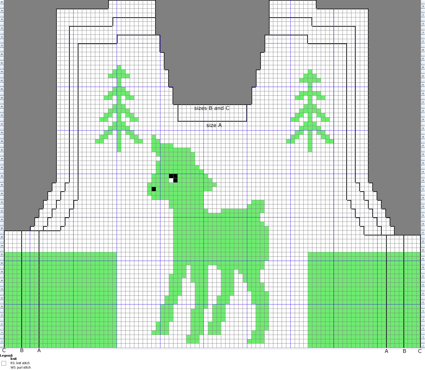 Chart for knitting the front of the jumper/sweater with intarsia lamb