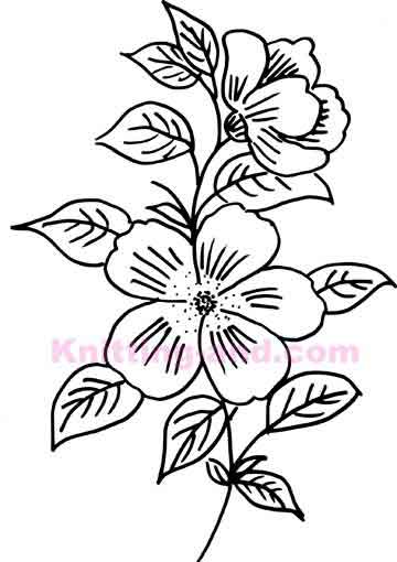 hand drawn flower embroidery design