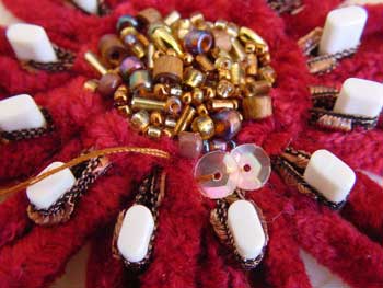 Beads, Buttons and Sequins on Loomed Flowers » Knitting-and.com