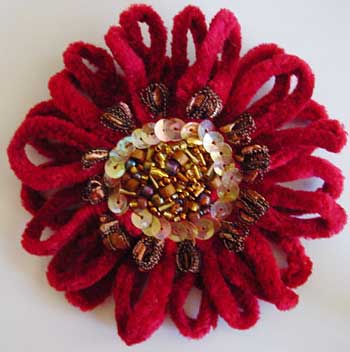 Bulky chenille yarn flower