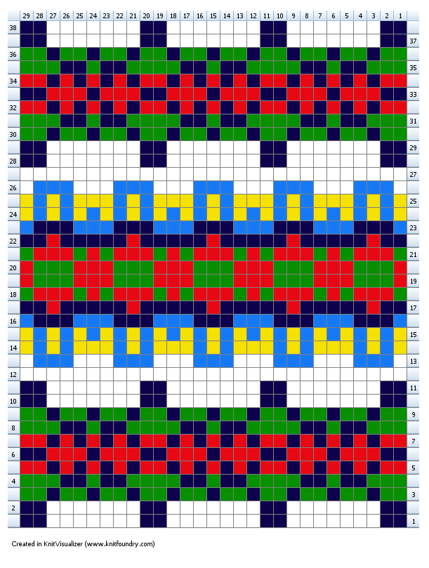 Fairisle knitting chart for Beth gloves knit on two needles