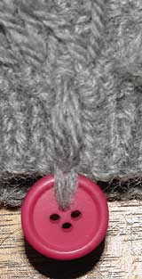 Button threaded onto the fringe