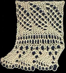 Shell and diamond knitted lace edging