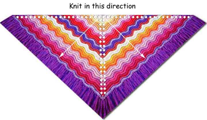 Feather and fan knit shawl diagram