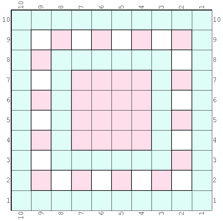 chart for a butterfly loomed rug with check and square design