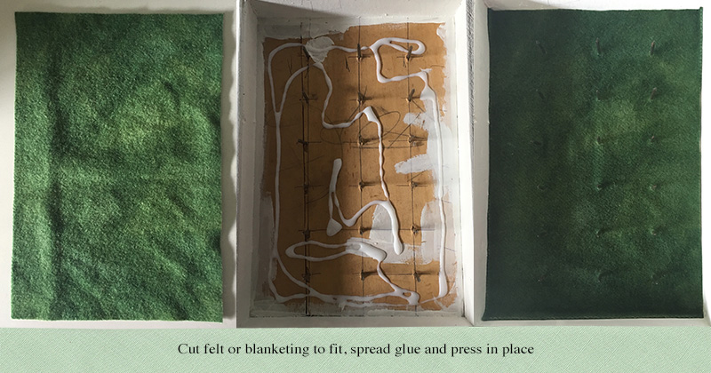 Cut felt, spread glue, press in place