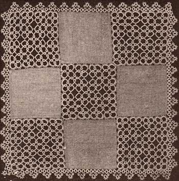 A Centerpiece of Linen and Tatted Squares from Needlecraft Magazine, September 1924