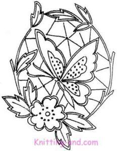 Medallion shaped cutwork embroidery design with butterfly and flower