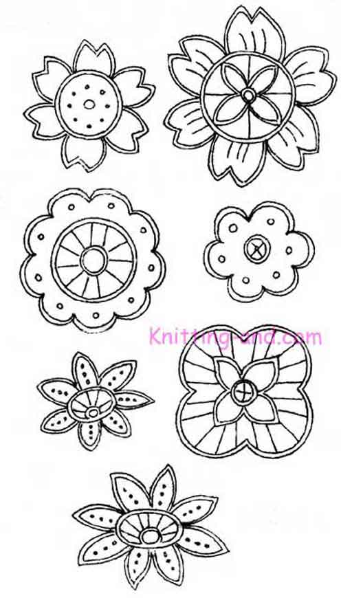 Seven floral cutwork embroidery designs