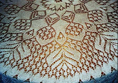 Vintage lace knit table cloth. Free knitting pattern