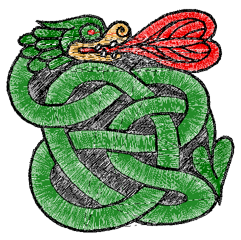 Stitch out diagram of a celtic dragon machine embroidery